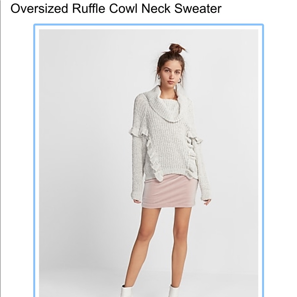 Express Oversized Ruffle Cowl Neck Sweater